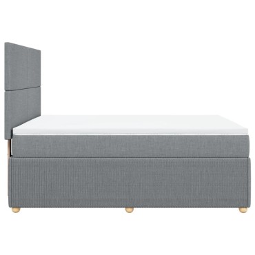 vidaXL Κρεβάτι Boxspring με Στρώμα Ανοιχτό Γκρι 140x200cm Υφασμάτινο 1 τεμ. - Διπλό