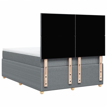 vidaXL Κρεβάτι Boxspring με Στρώμα Ανοιχτό Γκρι 140x200cm Υφασμάτινο 1 τεμ. - Διπλό