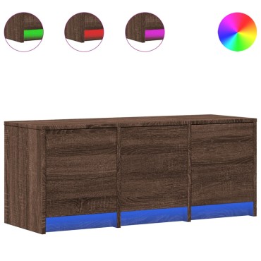 vidaXL Έπιπλο Τηλεόρασης με LED Καφέ Δρυς 97x34x40cm από Επεξ. Ξύλο