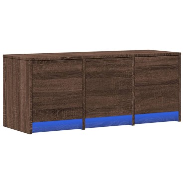 vidaXL Έπιπλο Τηλεόρασης με LED Καφέ Δρυς 97x34x40cm από Επεξ. Ξύλο