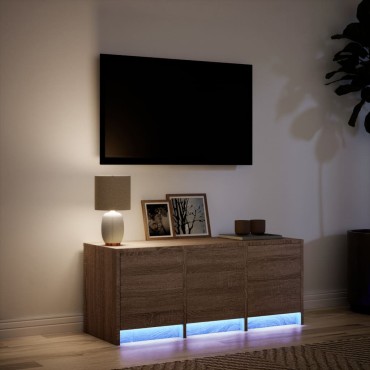 vidaXL Έπιπλο Τηλεόρασης με LED Καφέ Δρυς 97x34x40cm από Επεξ. Ξύλο