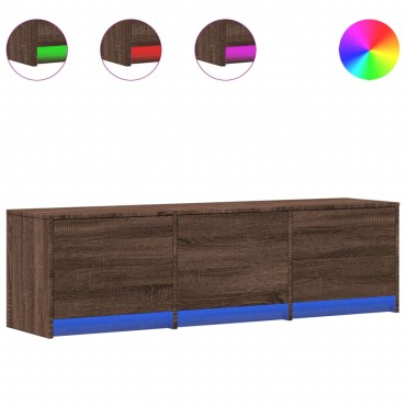 vidaXL Έπιπλο Τηλεόρασης με LED Καφέ Δρυς 140x34x40cm από Επεξ. Ξύλο