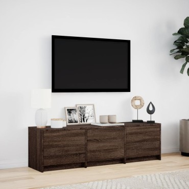 vidaXL Έπιπλο Τηλεόρασης με LED Καφέ Δρυς 140x34x40cm από Επεξ. Ξύλο