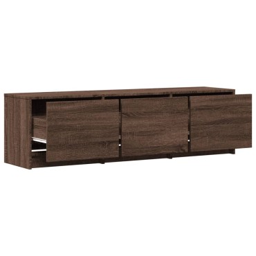 vidaXL Έπιπλο Τηλεόρασης με LED Καφέ Δρυς 140x34x40cm από Επεξ. Ξύλο
