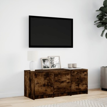 vidaXL Έπιπλο Τηλεόρασης με LED Καπνιστή Δρυς 97x34x40cm Επεξ. Ξύλο