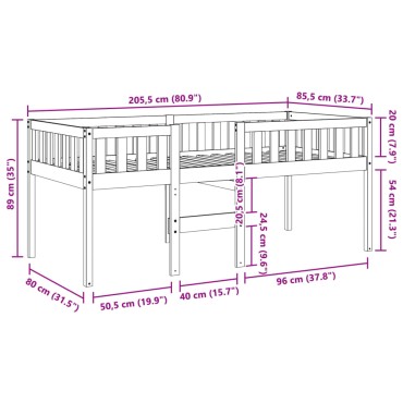 vidaXL Κρεβάτι Παιδικό Χωρίς Στρώμα Λευκό 80x200cm Μασίφ Ξύλο Πεύκου 1 τεμ. - Μονό