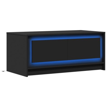 vidaXL Τραπεζάκι Σαλονιού με LED Φώτα Μαύρο από Επεξ. Ξύλο 100x50x43,5cm 1 τεμ.