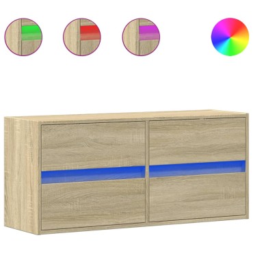 vidaXL Έπιπλο Τοίχου Τηλεόρασης με LED Sonoma Δρυς 100x31x45cm
