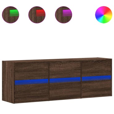 vidaXL Έπιπλο Τοίχου Τηλεόρασης με LED Καφέ Δρυς 130x31x45cm