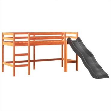 vidaXL Υπερυψωμένο Κρεβάτι με Πύργο Μπλε 90x190cm Μασίφ Ξύλο Πεύκου 1 τεμ. - Μονό