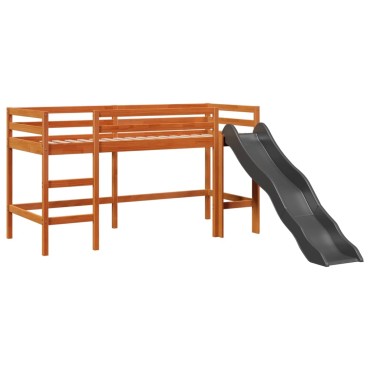 vidaXL Υπερυψωμένο Κρεβάτι με Πύργο Μπλε 90x190cm Μασίφ Ξύλο Πεύκου 1 τεμ. - Μονό