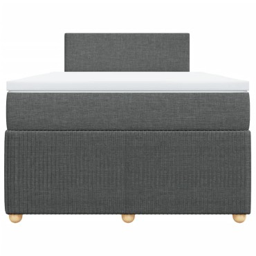 vidaXL Κρεβάτι Boxspring με Στρώμα Σκούρο Γκρι 120x200 εκ. Υφασμάτινο