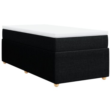 vidaXL Κρεβάτι Boxspring με Στρώμα Μαύρο 90x200 εκ. Υφασμάτινο