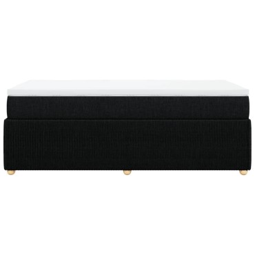 vidaXL Κρεβάτι Boxspring με Στρώμα Μαύρο 90x200 εκ. Υφασμάτινο