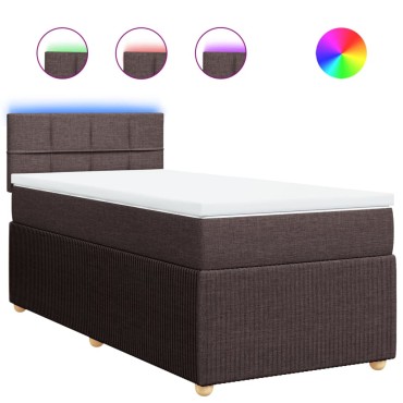 vidaXL Κρεβάτι Boxspring με Στρώμα Σκούρο Καφέ 100x200 εκ. Υφασμάτινο