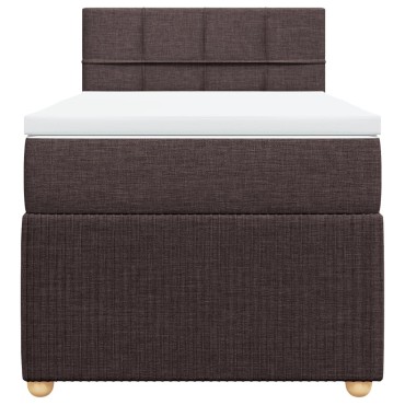 vidaXL Κρεβάτι Boxspring με Στρώμα Σκούρο Καφέ 100x200 εκ. Υφασμάτινο