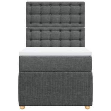 vidaXL Κρεβάτι Boxspring με Στρώμα Σκούρο Γκρι 80x200 εκ. Υφασμάτινο
