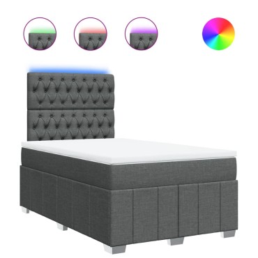 vidaXL Κρεβάτι Boxspring με Στρώμα Σκούρο Γκρι 120x200 εκ. Υφασμάτινο
