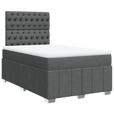 vidaXL Κρεβάτι Boxspring με Στρώμα Σκούρο Γκρι 120x200 εκ. Υφασμάτινο