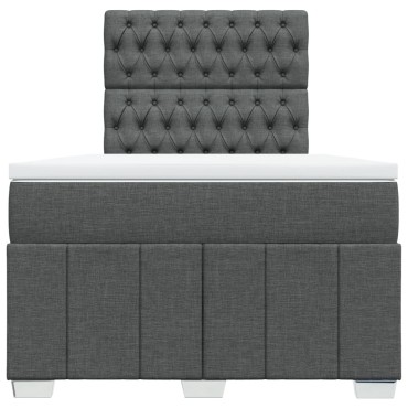 vidaXL Κρεβάτι Boxspring με Στρώμα Σκούρο Γκρι 120x200 εκ. Υφασμάτινο