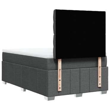 vidaXL Κρεβάτι Boxspring με Στρώμα Σκούρο Γκρι 120x200 εκ. Υφασμάτινο