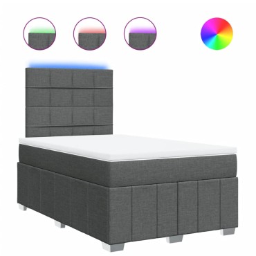 vidaXL Κρεβάτι Boxspring με Στρώμα Σκούρο Γκρι 120x200 εκ. Υφασμάτινο