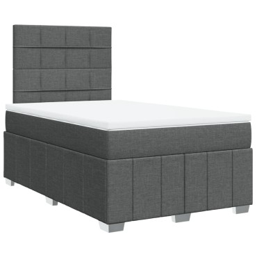 vidaXL Κρεβάτι Boxspring με Στρώμα Σκούρο Γκρι 120x200 εκ. Υφασμάτινο