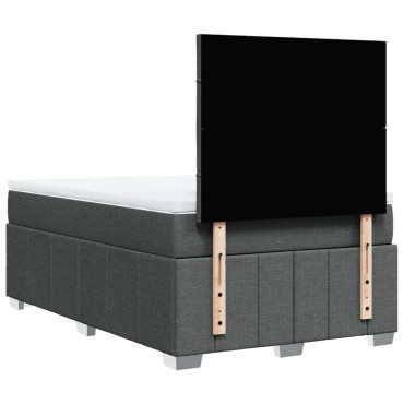 vidaXL Κρεβάτι Boxspring με Στρώμα Σκούρο Γκρι 120x200 εκ. Υφασμάτινο