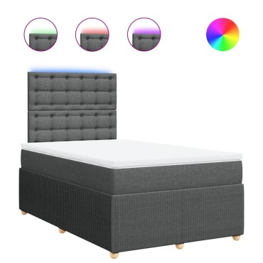 vidaXL Κρεβάτι Boxspring με Στρώμα Σκούρο Γκρι 120x200 εκ. Υφασμάτινο