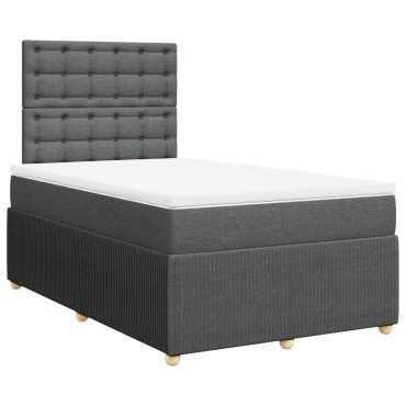 vidaXL Κρεβάτι Boxspring με Στρώμα Σκούρο Γκρι 120x200 εκ. Υφασμάτινο