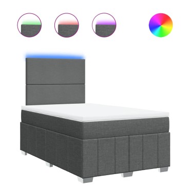vidaXL Κρεβάτι Boxspring με Στρώμα Σκούρο Γκρι 120x200 εκ. Υφασμάτινο