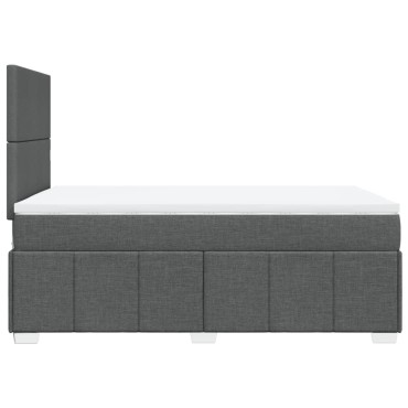 vidaXL Κρεβάτι Boxspring με Στρώμα Σκούρο Γκρι 120x200 εκ. Υφασμάτινο