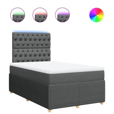 vidaXL Κρεβάτι Boxspring με Στρώμα Σκούρο Γκρι 120x200 εκ. Υφασμάτινο