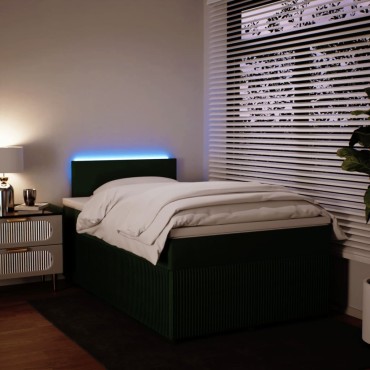vidaXL Κρεβάτι Boxspring με Στρώμα Σκούρο Πράσινο 120x200εκ. Βελούδινο