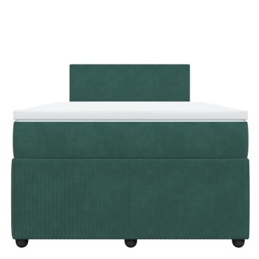 vidaXL Κρεβάτι Boxspring με Στρώμα Σκούρο Πράσινο 120x200εκ. Βελούδινο