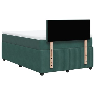 vidaXL Κρεβάτι Boxspring με Στρώμα Σκούρο Πράσινο 120x200εκ. Βελούδινο