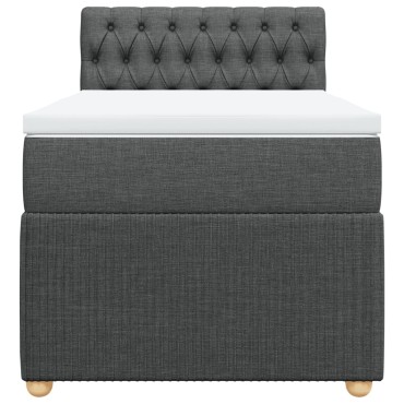 vidaXL Κρεβάτι Boxspring με Στρώμα Σκούρο Γκρι 90x200 εκ. Υφασμάτινο