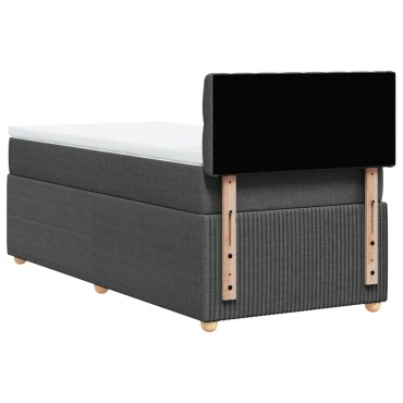 vidaXL Κρεβάτι Boxspring με Στρώμα Σκούρο Γκρι 90x200 εκ. Υφασμάτινο