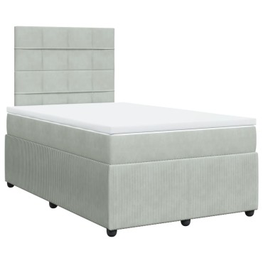 vidaXL Κρεβάτι Boxspring με Στρώμα Ανοιχτό Γκρι 120x200 εκ. Βελούδινο