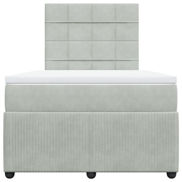 vidaXL Κρεβάτι Boxspring με Στρώμα Ανοιχτό Γκρι 120x200 εκ. Βελούδινο