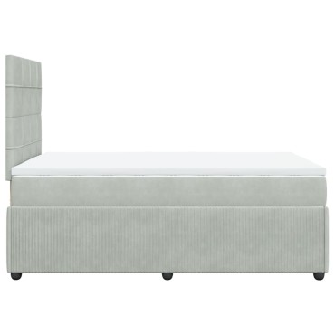 vidaXL Κρεβάτι Boxspring με Στρώμα Ανοιχτό Γκρι 120x200 εκ. Βελούδινο