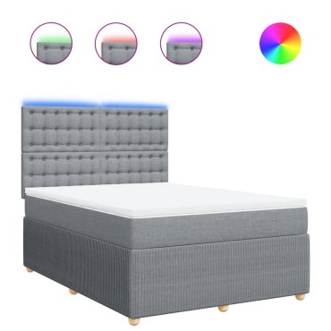 vidaXL Κρεβάτι Boxspring με Στρώμα Ανοιχτό Γκρι 140x190 εκ. Υφασμάτινο