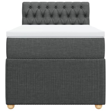 vidaXL Κρεβάτι Boxspring με Στρώμα Σκούρο Γκρι 90x200 εκ. Υφασμάτινο