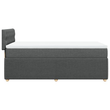 vidaXL Κρεβάτι Boxspring με Στρώμα Σκούρο Γκρι 90x200 εκ. Υφασμάτινο