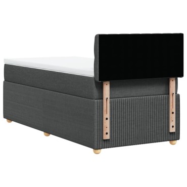 vidaXL Κρεβάτι Boxspring με Στρώμα Σκούρο Γκρι 90x200 εκ. Υφασμάτινο