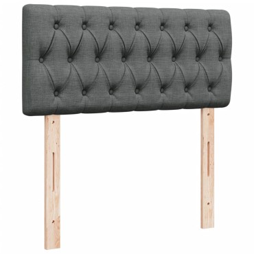 vidaXL Κρεβάτι Boxspring με Στρώμα Σκούρο Γκρι 90x200 εκ. Υφασμάτινο