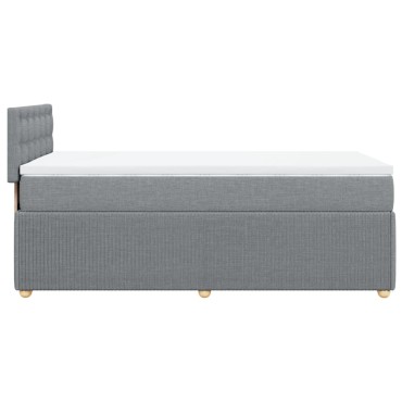 vidaXL Κρεβάτι Boxspring με Στρώμα Ανοιχτό Γκρι 90x200 εκ. Υφασμάτινο