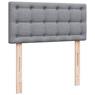 vidaXL Κρεβάτι Boxspring με Στρώμα Ανοιχτό Γκρι 90x200 εκ. Υφασμάτινο