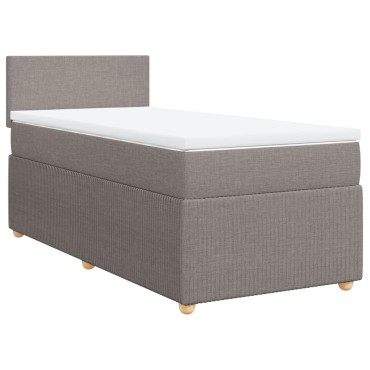 vidaXL Κρεβάτι Boxspring με Στρώμα Taupe 100 x 200 εκ. Υφασμάτινο
