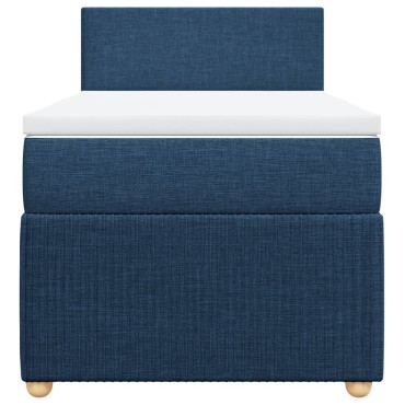 vidaXL Κρεβάτι Boxspring με Στρώμα Μπλε 100 x 200 εκ. Υφασμάτινο